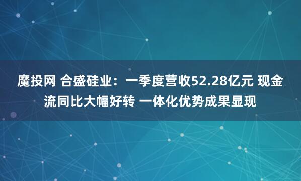 魔投网 合盛硅业：一季度营收52.28亿元 现金流同比大幅好转 一体化优势成果显现