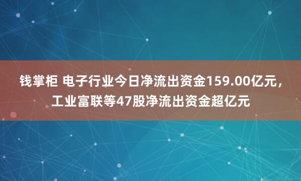 钱掌柜 电子行业今日净流出资金159.00亿元，工业富联等47股净流出资金超亿元