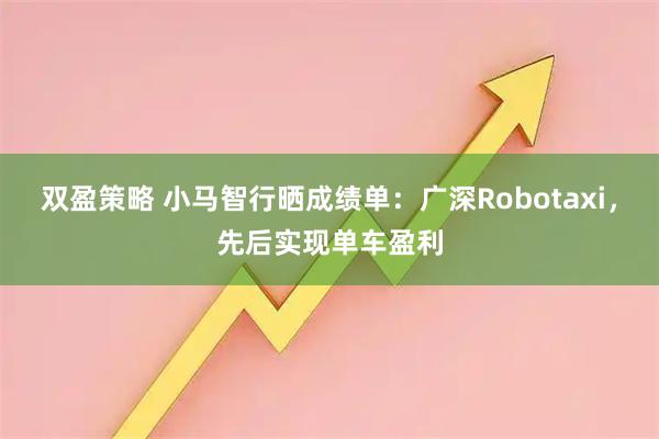 双盈策略 小马智行晒成绩单：广深Robotaxi，先后实现单车盈利